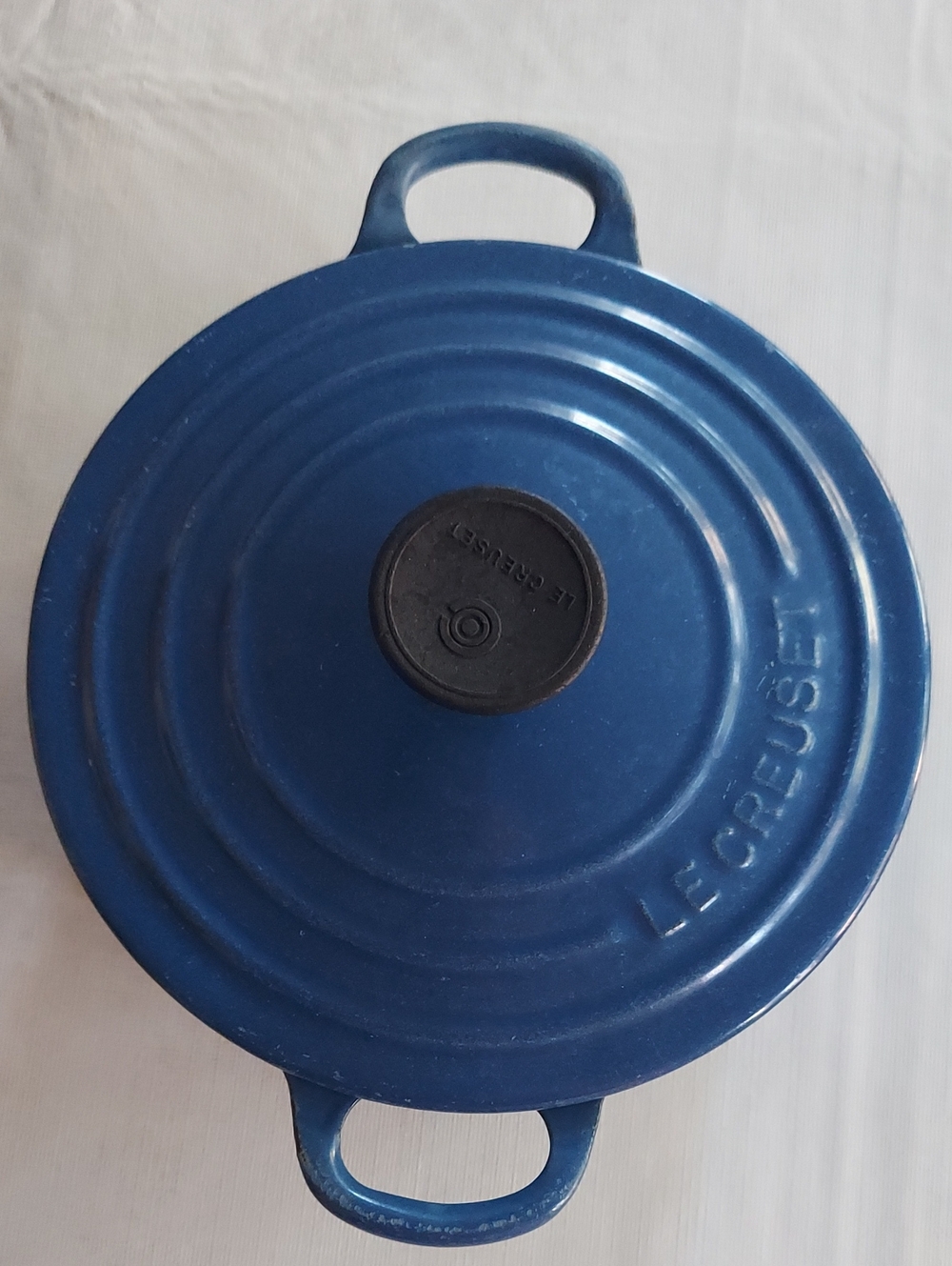 Le Creuset Blue Enamel Dutch Oven Lid with Black Knob